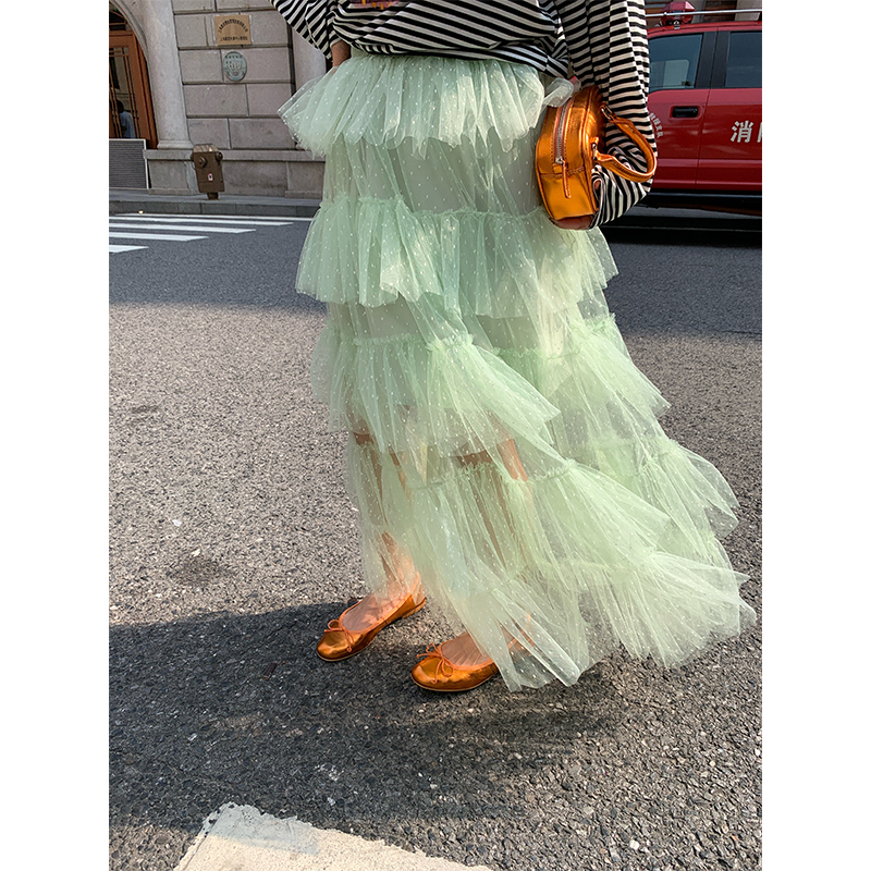落落狷介薄荷绿蛋糕裙女