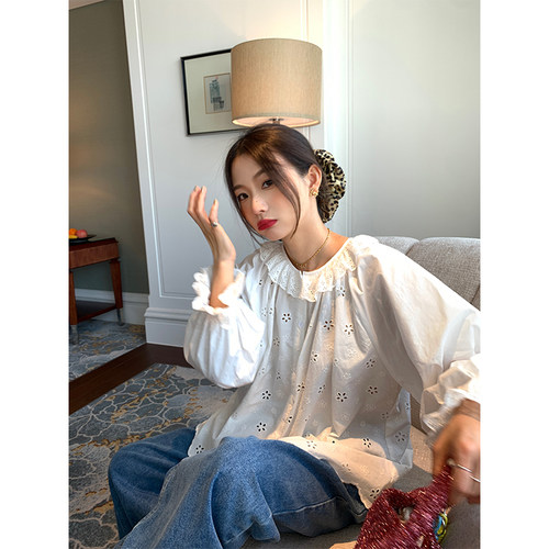 落落狷介白色宽松衬衫女