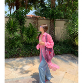 落落狷介春日碎花裙粉色长袖 裙 小个子衬衫 碎花衬衫 连衣裙2025新款