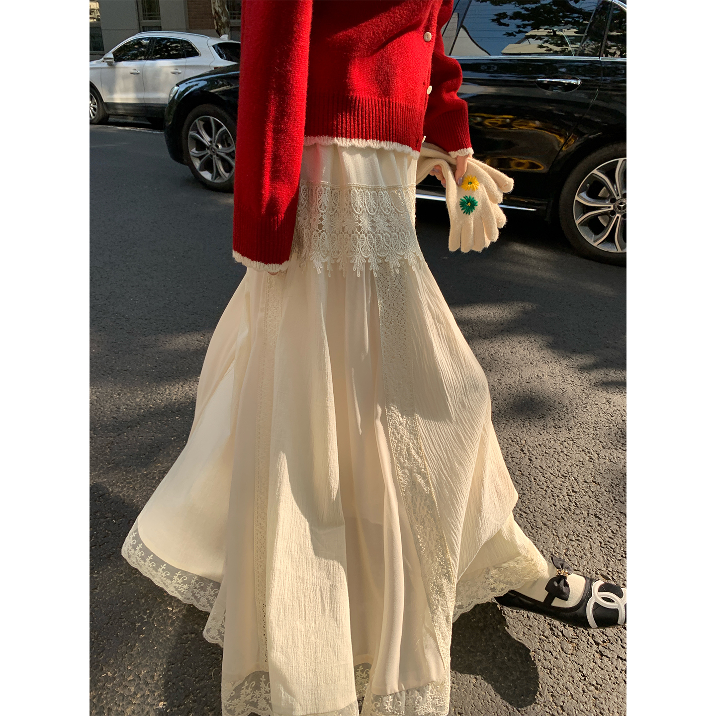 落落狷介雪纺拼接半身裙女