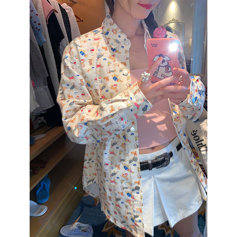 落落狷介牛仔外套女印花