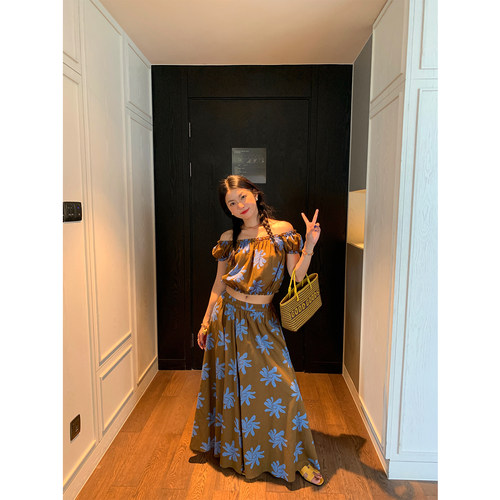 落落狷介碎花套装裙女两件套