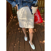 落落狷介 设计感小众松紧腰半裙小个子a字裙 白色半身裙2026年新款