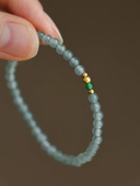 芰荷 4mm蓝水翡翠黄金足金金珠翡翠小米珠手链 产地危地马拉