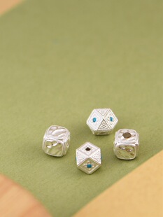 芰荷.足银999隔珠散珠diy编绳盘缠手饰纯银配件手链项链文玩配饰