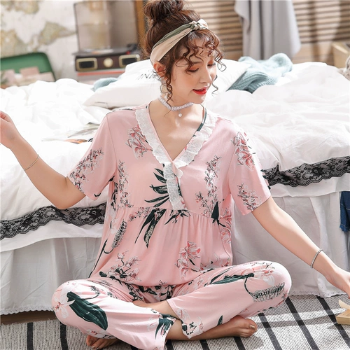 Тонкая пижама, хлопковые милые штаны, свежий модный комплект, в корейском стиле
