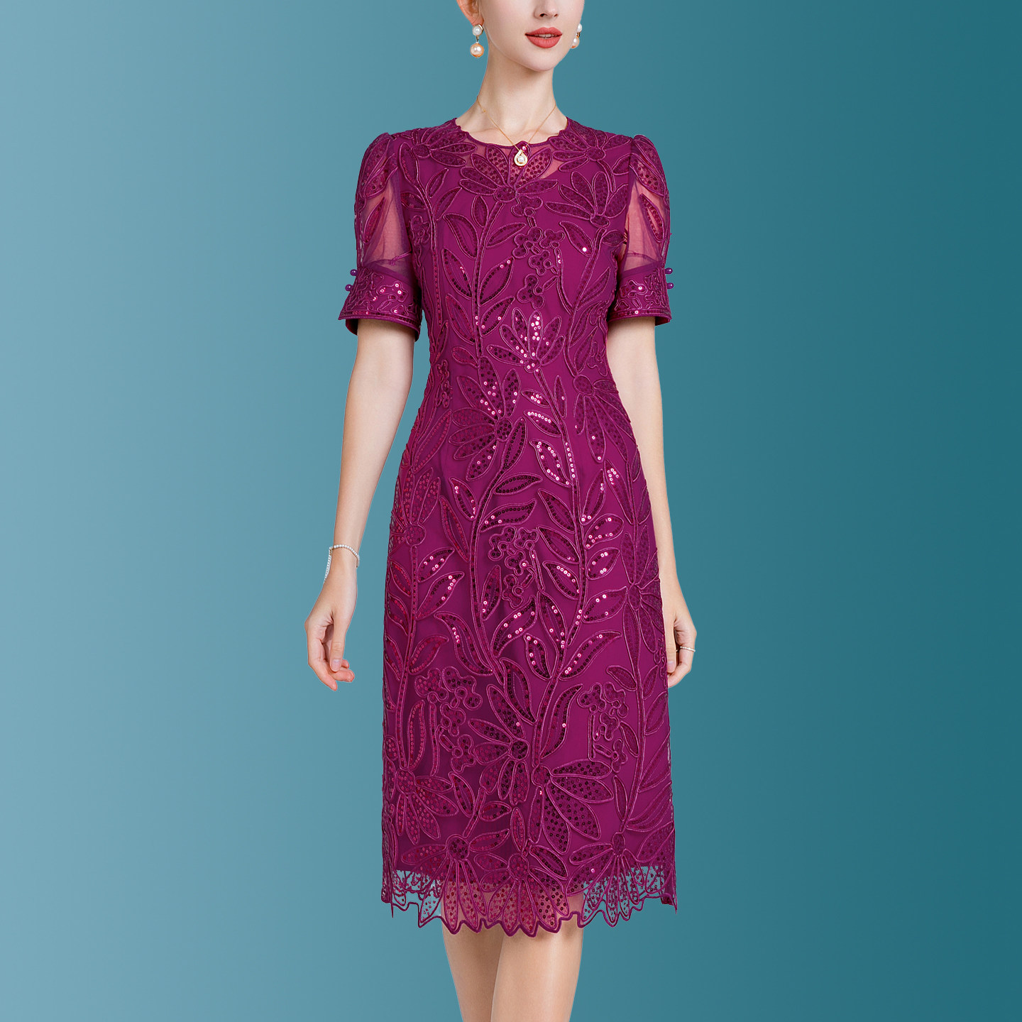 萱维尔结婚宴喜婆婆礼服连衣裙