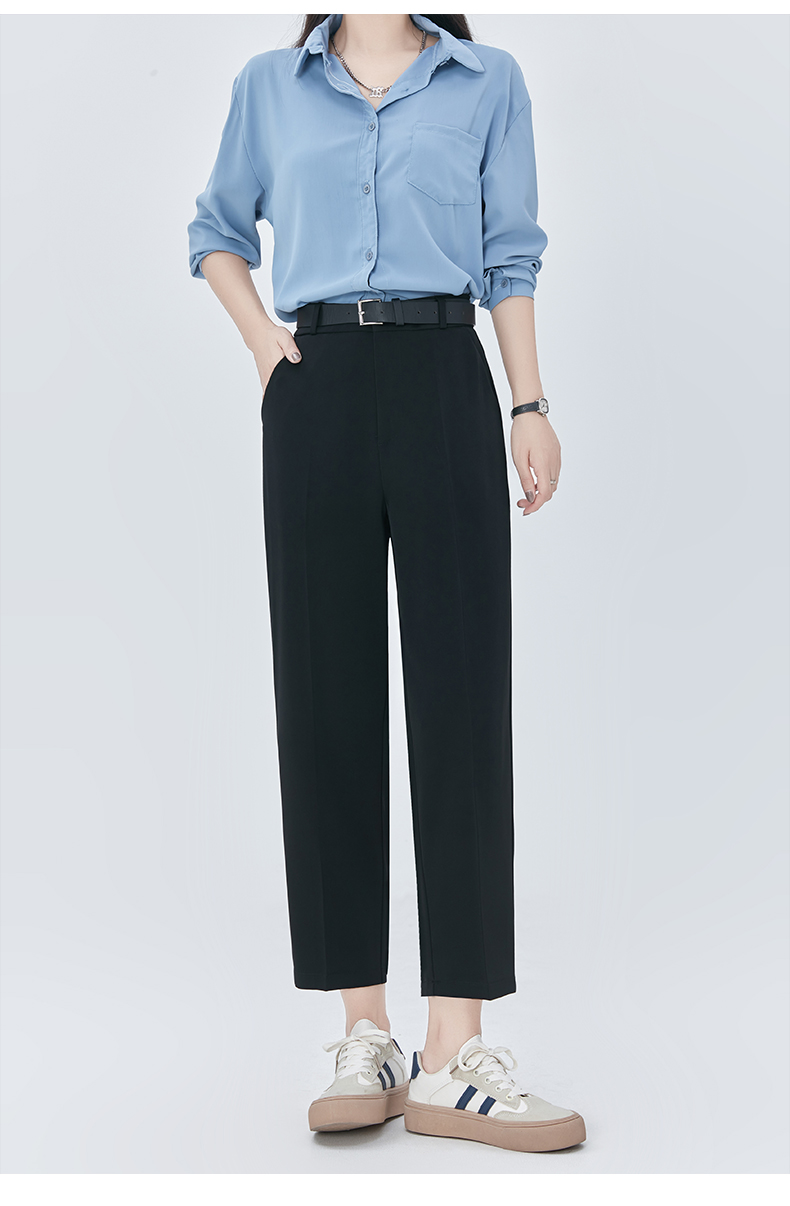 乐其衣毛呢烟管西装裤女垂感显瘦通勤高腰九分气质小脚裤女秋冬季