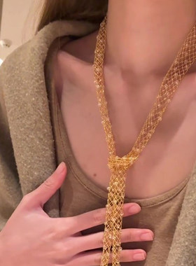 闪耀法式宫廷风琉璃编织镂空项链女轻奢设计感毛衣链中古vintage