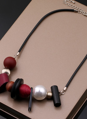 欧美小众设计感红色毛衣链