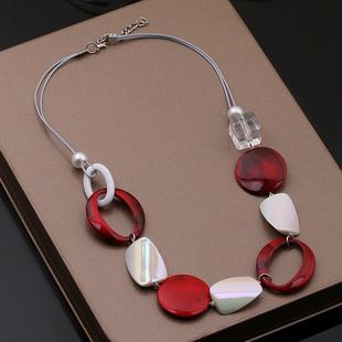 红色夸张时尚个性装饰项链女配饰独特小众秋冬大气毛衣链2025新款