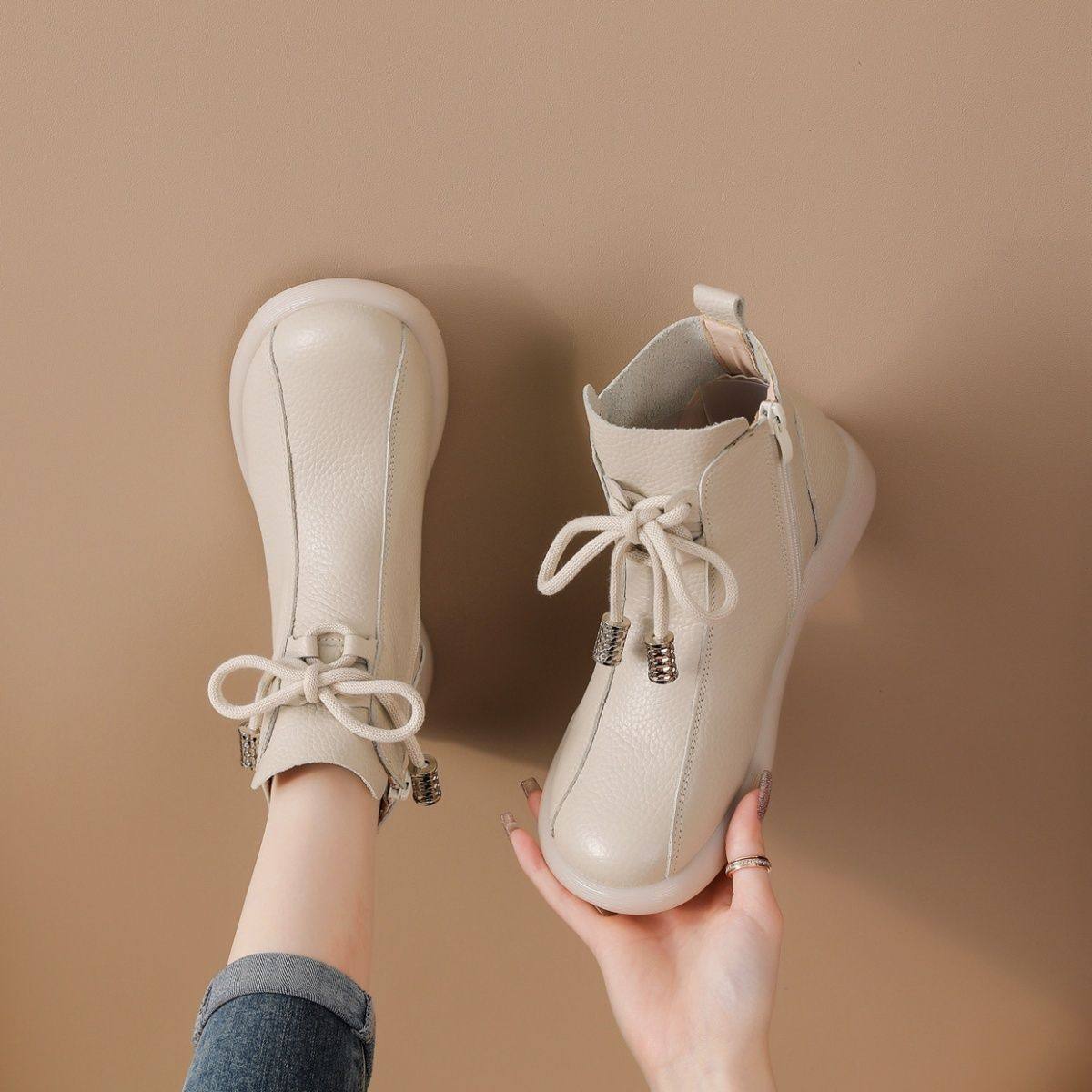 2026冬季上新复古短靴真皮休闲圆头马丁靴平底靴子女软底防滑保暖,女鞋,马丁靴,淘宝优惠券,粉丝福利购,淘宝优惠卷