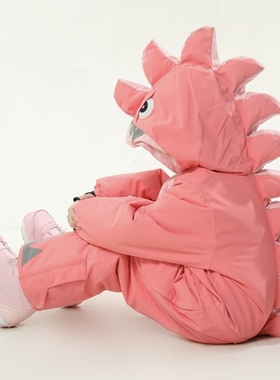 长白山万达滑雪服租赁   儿童粉色恐龙110.120cm     非卖品