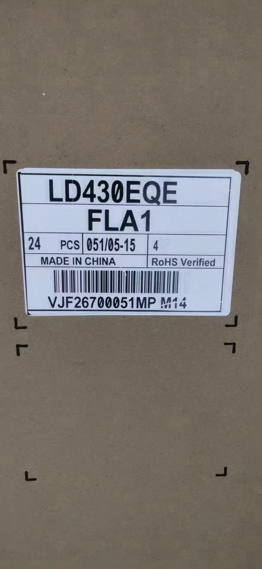 43"LG原装现货LD430EQE-FLA1  3840×2160 400nits