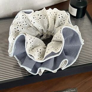 时尚蕾丝格子大肠圈甜美扎马尾头绳高级感少女丸子头发绳洋气头饰