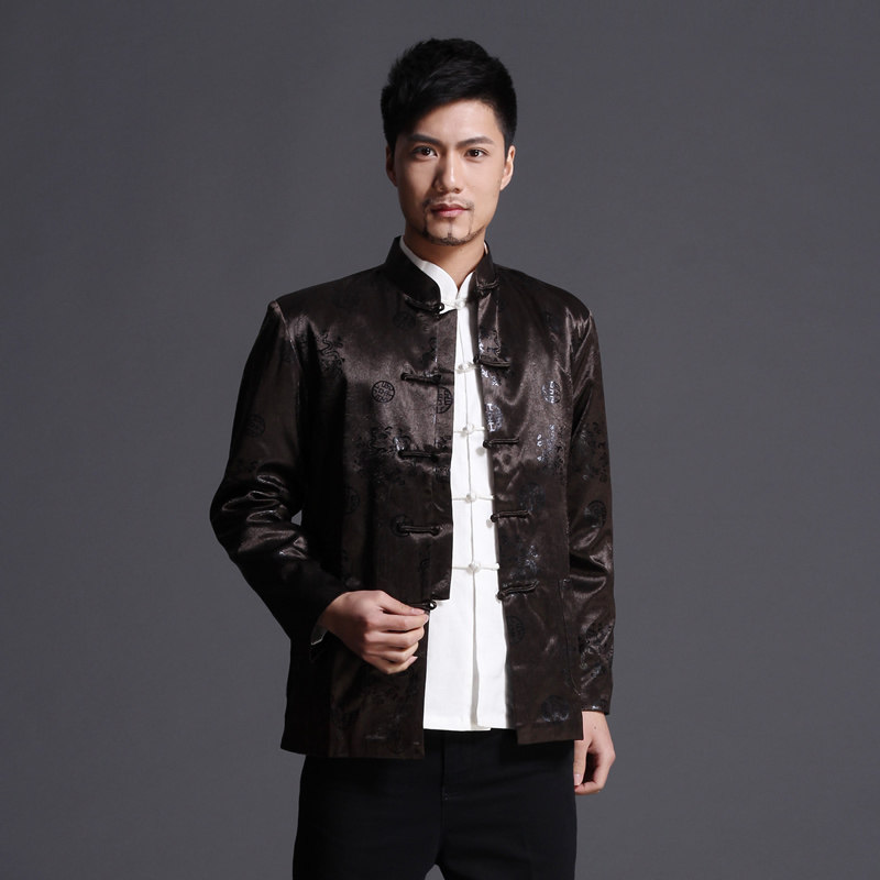 SPRING AND AUTUMN MIDDLE-AGED AND ELDERLY DAD TANG COSTUME MALE CHINESE STYLE JACKET YIN LONG GRANDPA LONG-SLEEVED CHINESE JACKET JACKET