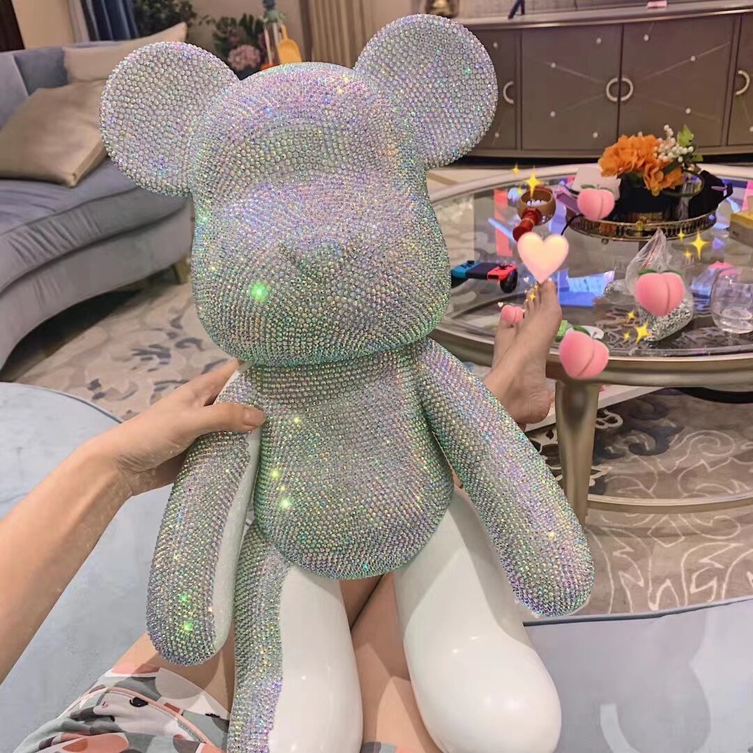 手工diy粘钻53cm满钻熊小熊贴钻熊卡通暴力熊摆件豆豆美甲店同款
