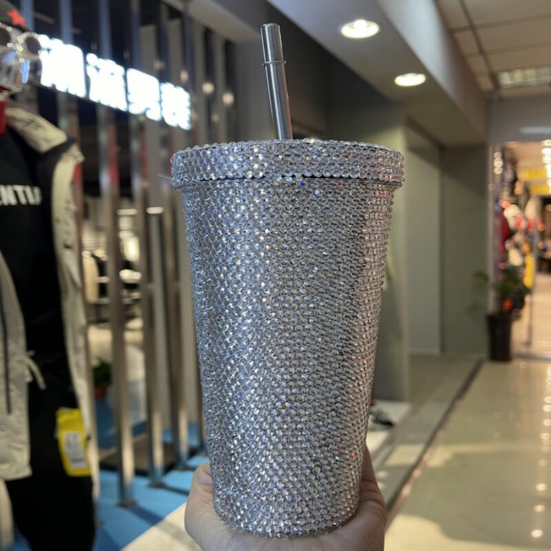 水晶杯粘钻吸管杯子DIY贴钻水杯