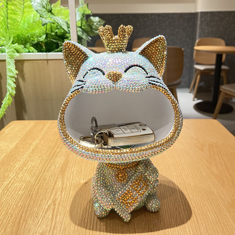 招财猫钥匙收纳摆件轻奢进门玄关