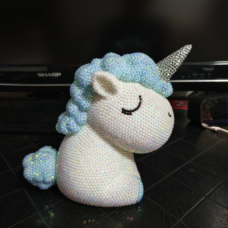 手工DIY贴钻粉色少女独角兽