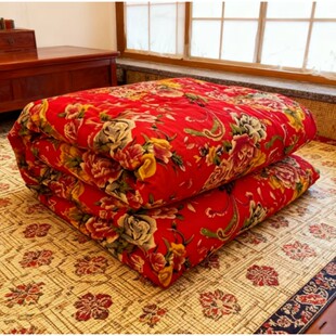 名人故居饭店民宿舞台背景装饰东北大红凤凰牡丹被褥被套枕头定做