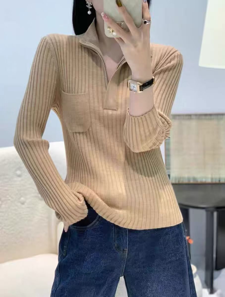 欧洲站2025秋冬新款翻领100%纯羊毛衫女宽松加厚针织毛衣打底