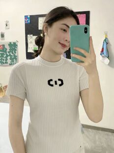 欧洲站2026春夏装新款瘦身圆领短袖冰丝针织衫女薄款上衣打底衫潮