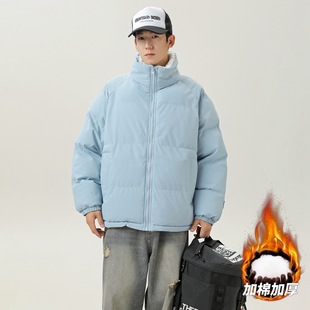 冬天防寒男女同款新款羊羔绒卫衣情侣外套纯色加厚保暖羽绒外套