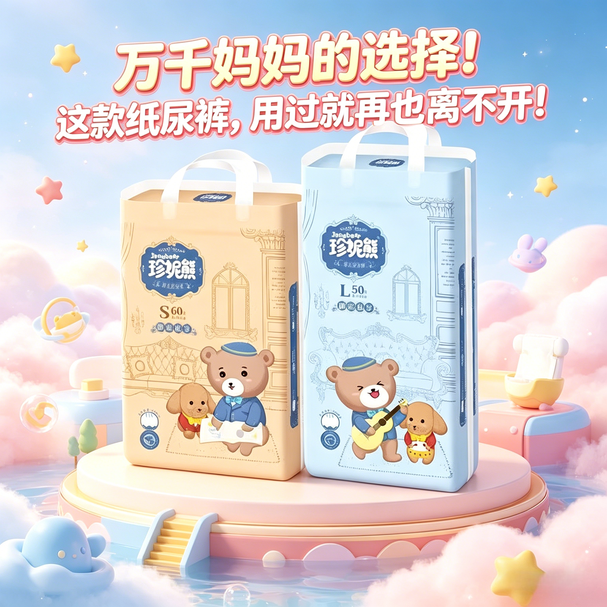 珍妮熊夏季超薄透气防漏拉拉裤