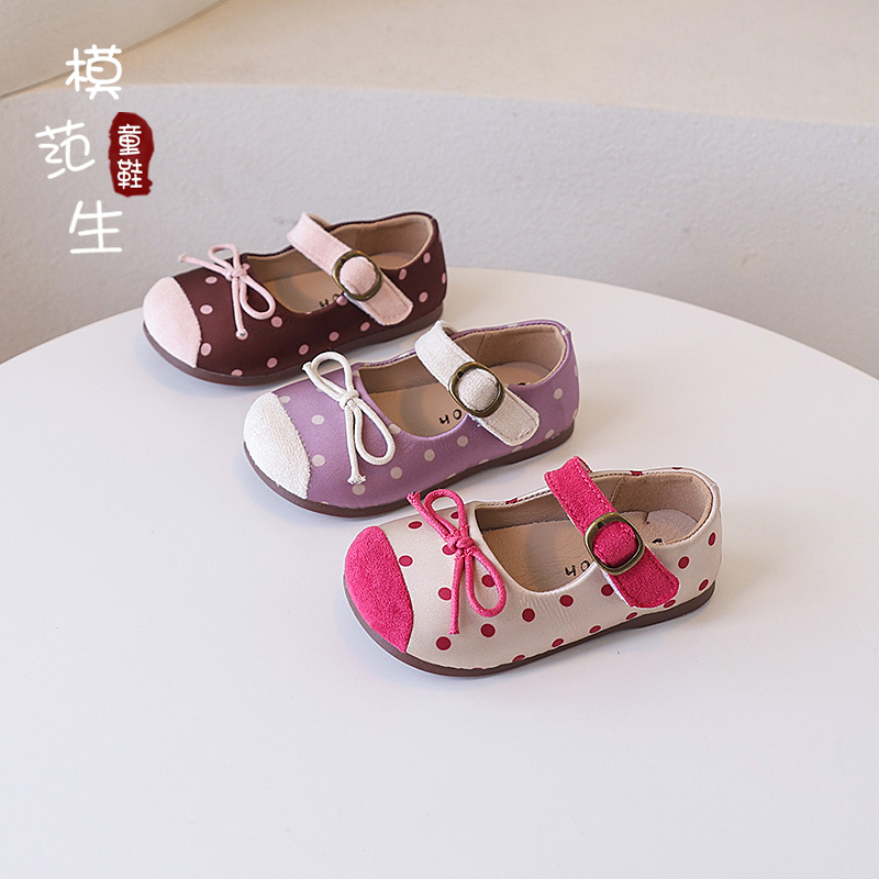 女童糖果色系斑点软底公主鞋