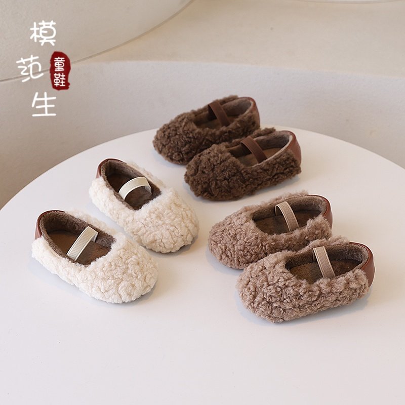 女童加绒保暖松紧带毛毛鞋2025秋冬季新款韩版一脚蹬时尚豆豆鞋,童鞋/婴儿鞋/亲子鞋,皮鞋,淘宝优惠券,粉丝福利购,淘宝优惠卷