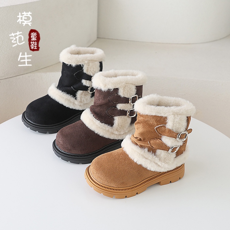 女童加绒加厚保暖大棉中筒靴