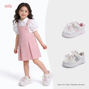 舒适小白鞋 女童甜美蕾丝蝴蝶结休闲板鞋 百搭运动鞋 新款 潮 2026春季