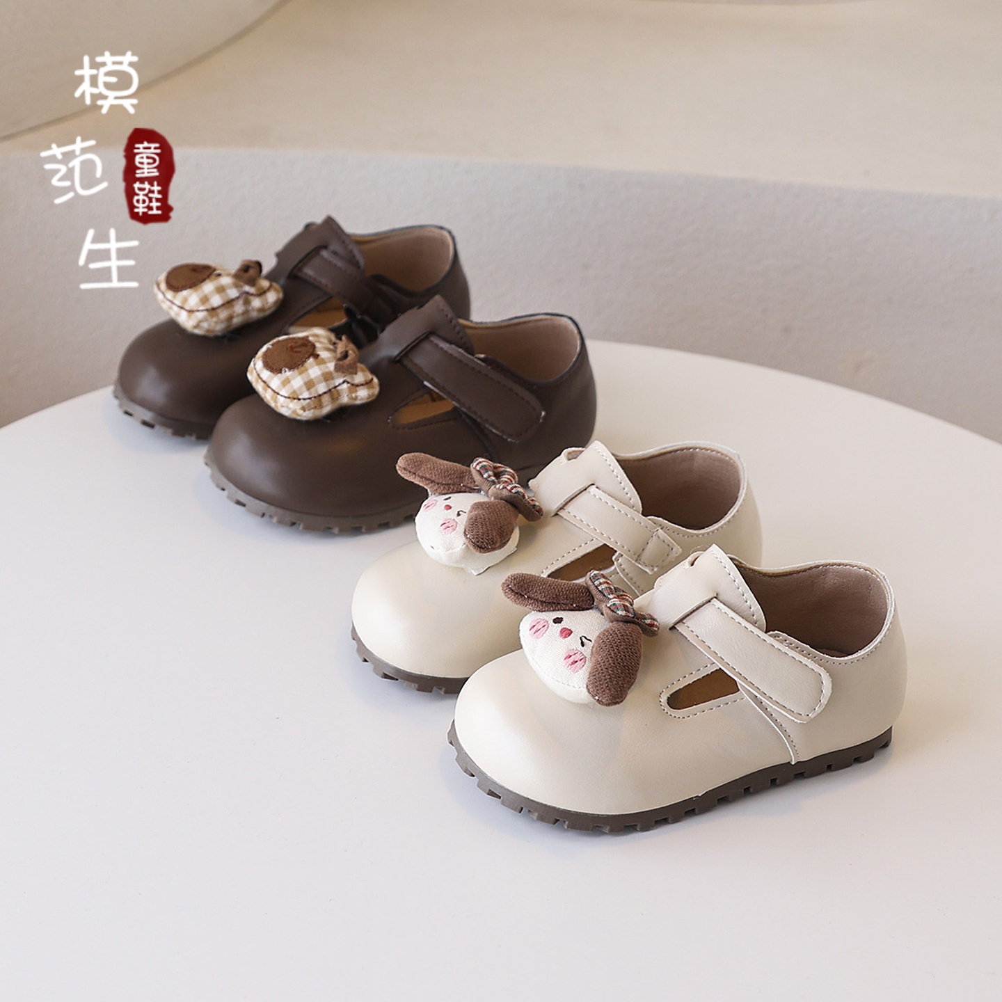 女童可爱公仔复古风小皮鞋