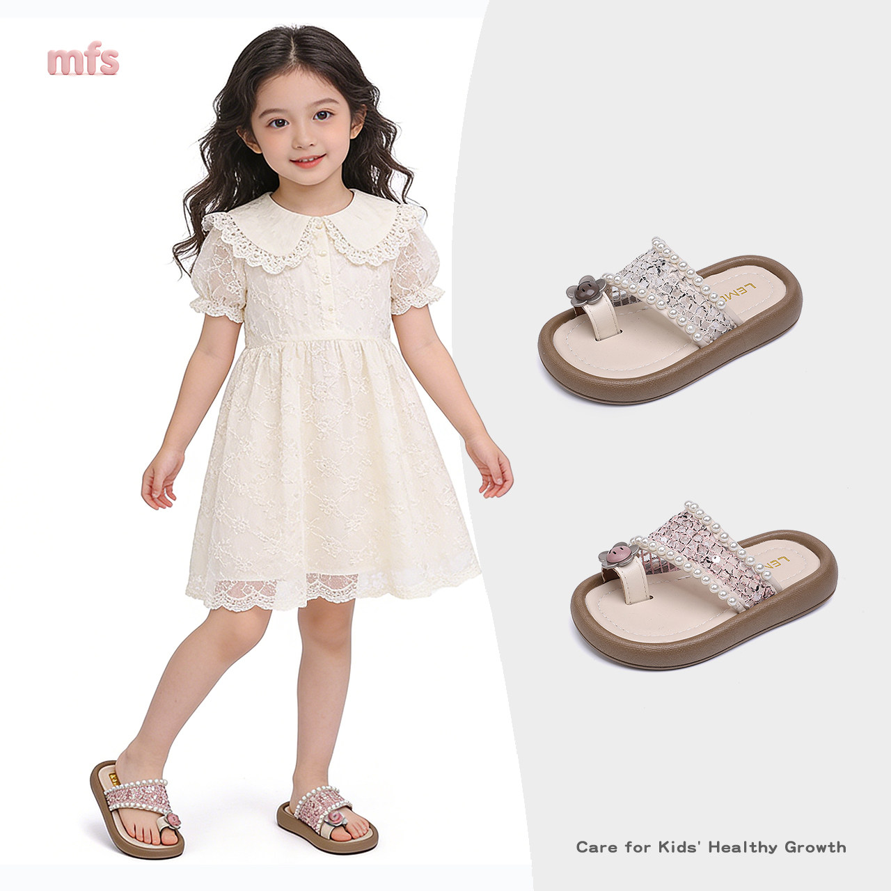 女童小香法式凉鞋2026夏季新款小女孩珍珠沙滩鞋时尚凉拖公主单鞋