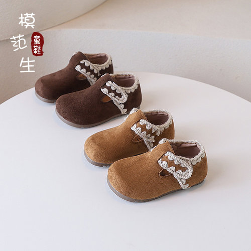 女童蕾丝花边软底勃肯鞋
