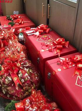 婚庆喜事用品特大号烫金纱袋网袋装喜盆温州订婚回礼六样十样喜袋