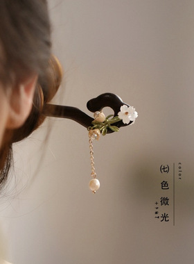 花朵木簪爆款简约茉莉栀子花发簪