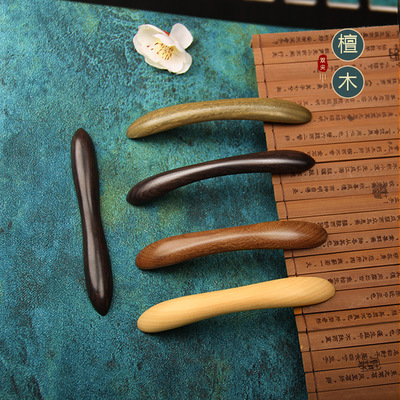 天然檀木双尖发簪双押翘尾反扣式