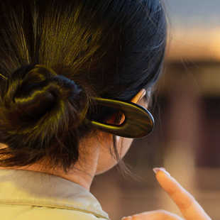 檀木U型发簪女新中式高级感木质盘发神器古风簪子发钗U形簪檀木