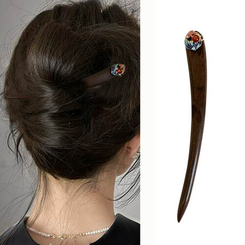 双面13长短簪大叶紫檀木盘发古风