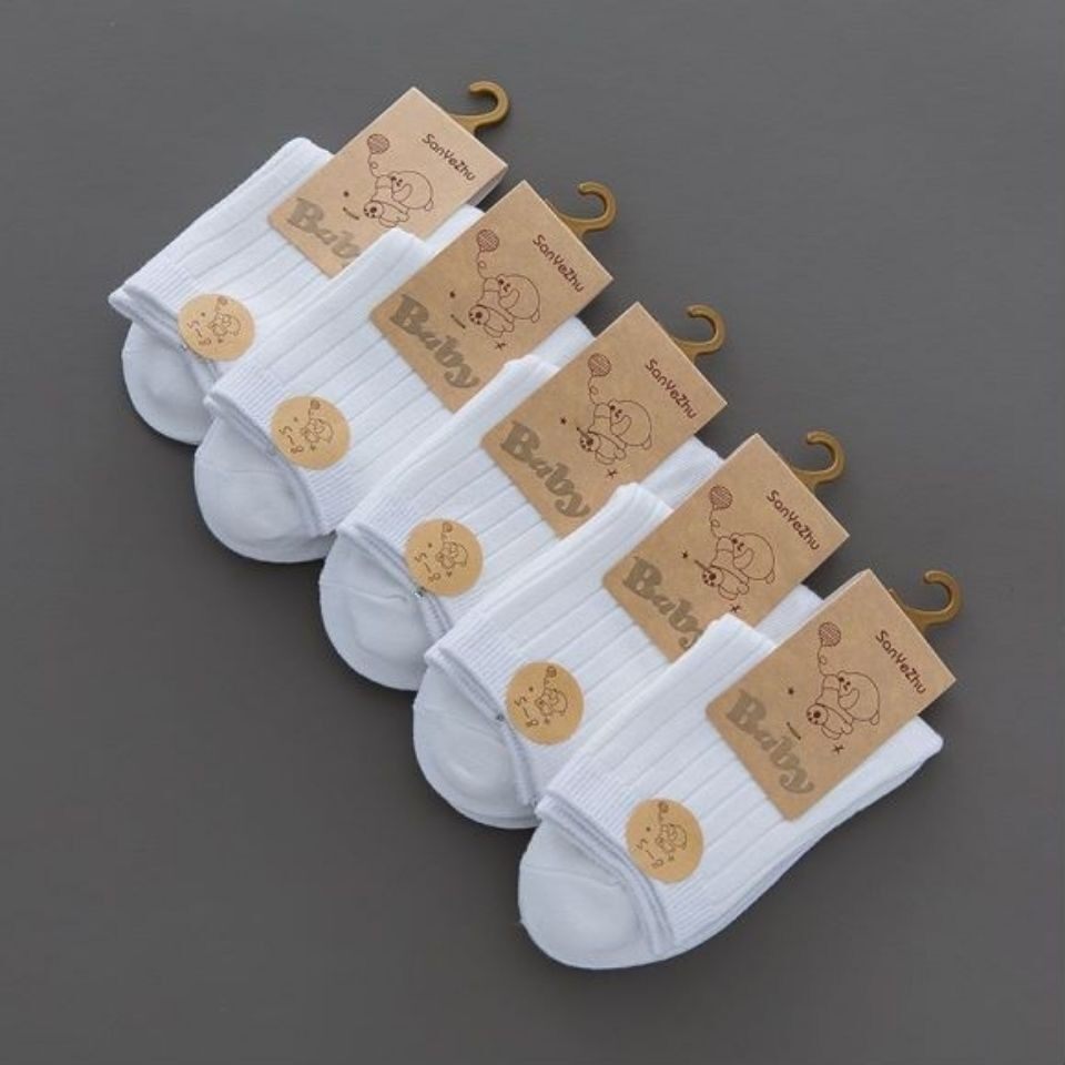 儿童白色袜子纯棉男童短袜女童中筒袜校园学生六一表演出宝宝百搭