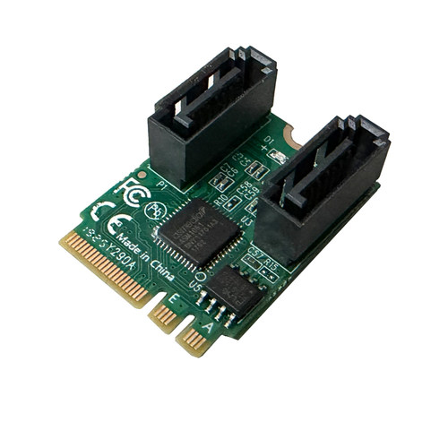 A+E M2 WIFI无线网卡插槽转成2个7P SATA3.0插槽 ASM1061 免驱