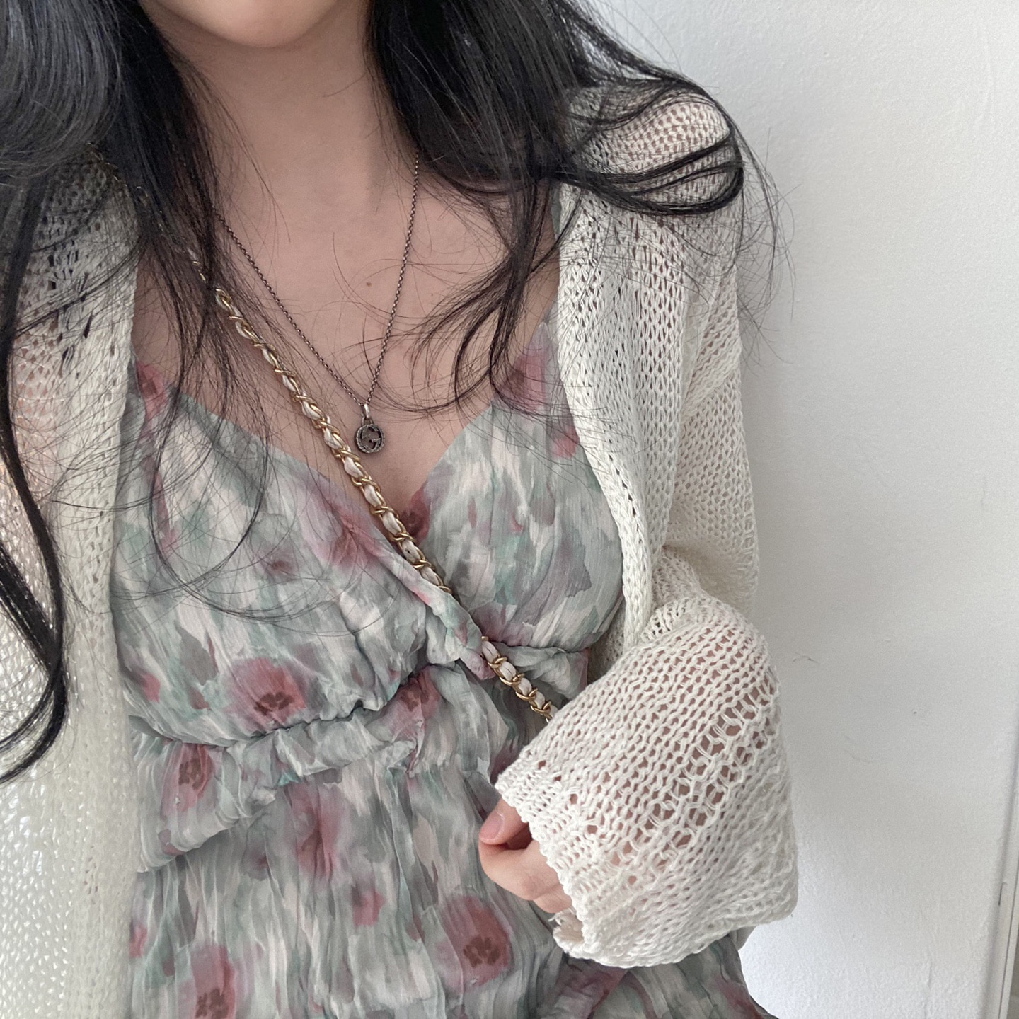 韩国夏季新款ins复古碎花褶皱吊带裙碎花气质长裙百搭显瘦连衣裙