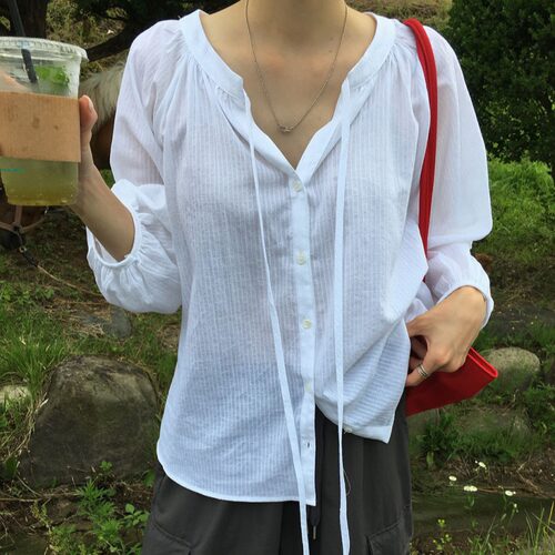 已出货  韩国chic 慵懒宽松设计感长袖衬衫