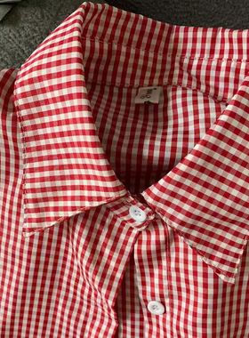 日系ins潮长袖格子衬衣2025早春新款韩版学生百搭上衣宽松衬衫女