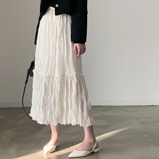 韩国 ins 春夏 中长款 宽松 高腰显瘦 大摆裙半身裙
