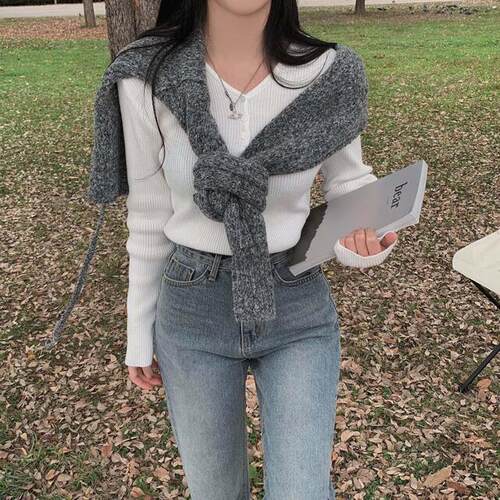 已出货尺码更新韩国chic秋冬多色长袖针织衫女百搭显瘦上衣