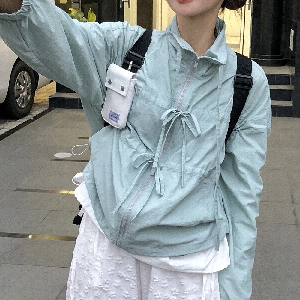 已出货～韩系甜美抽绳防风防晒外套有内衬