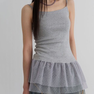 5色入韩国ins日系百搭纯色内搭网纱裙摆花边下摆吊带东大门